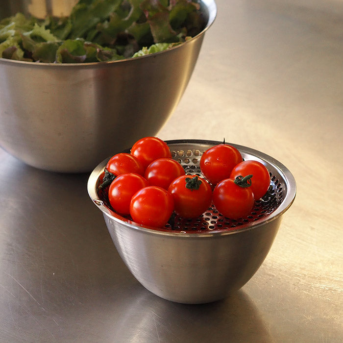 conte Stainless Steel MAKANAI Bowl and Flat Strainer Set 130