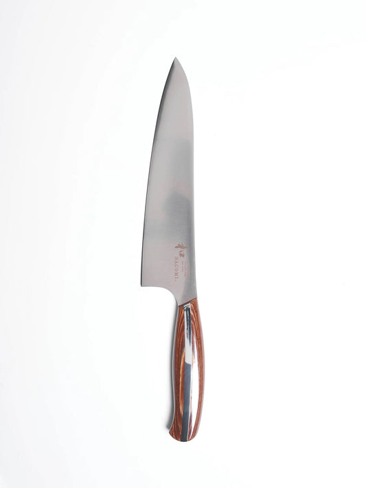 NAGOMI 8 Inch Gyuto Chef's Knife 440A Stainless Steel with Laminated Reinforced Wood