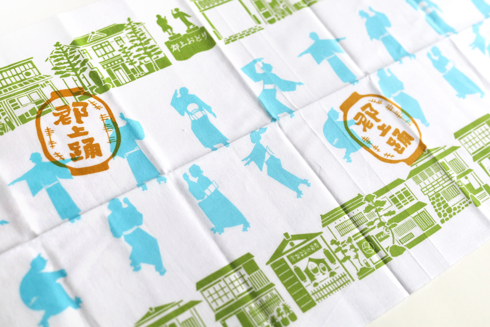 takara-gallery-workroom-traditional-gujo-folk-dance-hand-towel-100-cotton-japanese-tenugui-blue-lime-2